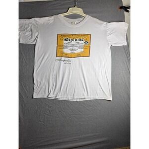 Vintage 90s Acapulco Mexico Diploma Graphic T-Shirt Mens XL White Single Stitch